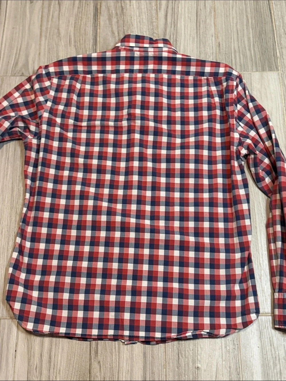 J. Crew Men’s Red Navy White Plaid Button-Down Shirt